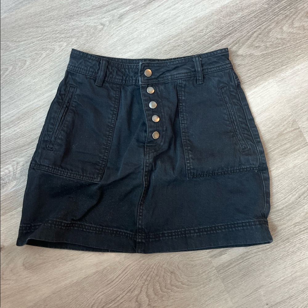 Free People Black Denim Skirt